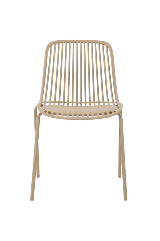 Set de 4 Sillas Barcelona, Color Beige, con Espaldar en Líneas Diseño Moderno