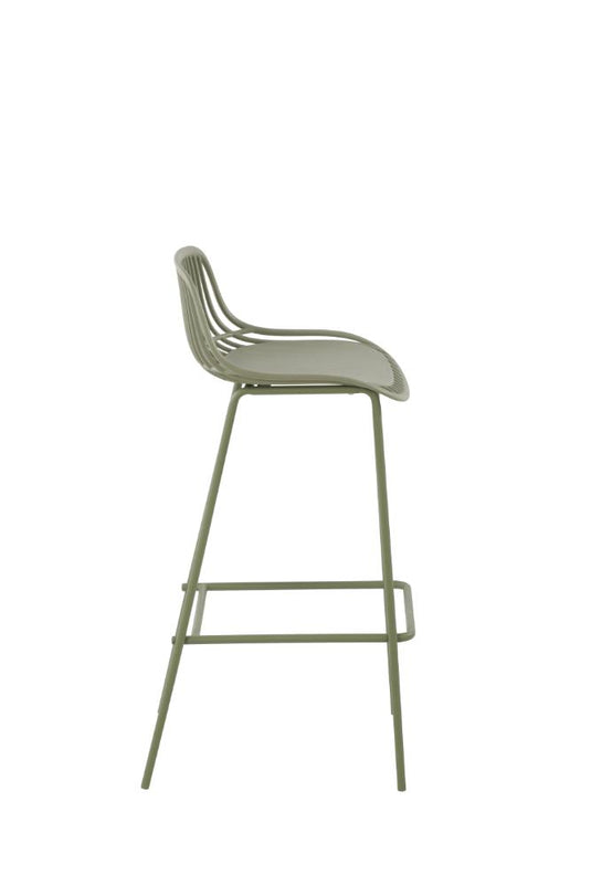 Butaco para Barra Tulum, Color Verde Olivo, Diseño Moderno