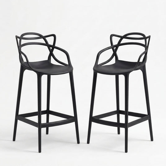 Set de 2 Sillas para Bar Palermo, Negro, con Reposa Pies Doble Proposito