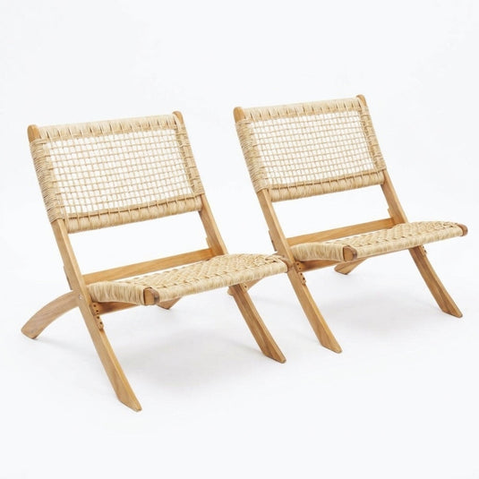 Set de 2 Sillas Plegable de Madera para Exterior Vora, Crudo, Diseño Rústico y Moderno