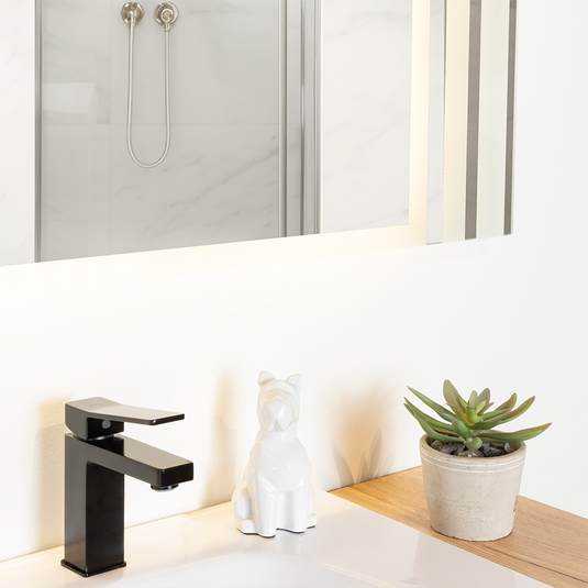 Espejo Rectangular Apolo, Gris, con Luz LED