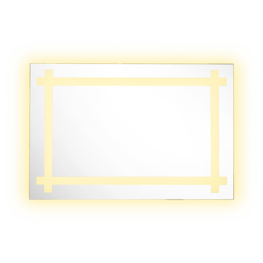 Espejo Rectangular Broni, Gris, con Luz LED