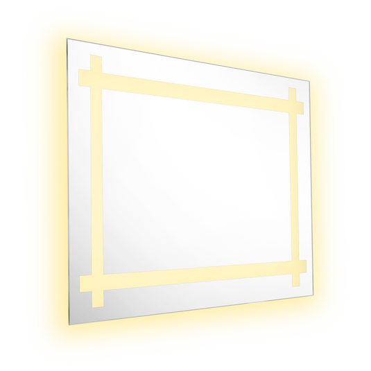 Espejo Rectangular Broni, Gris, con Luz LED