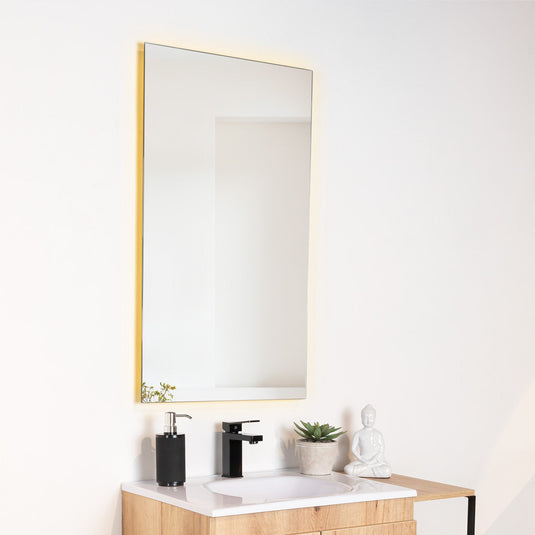 Espejo Rectangular Garda, Gris, con Luz LED
