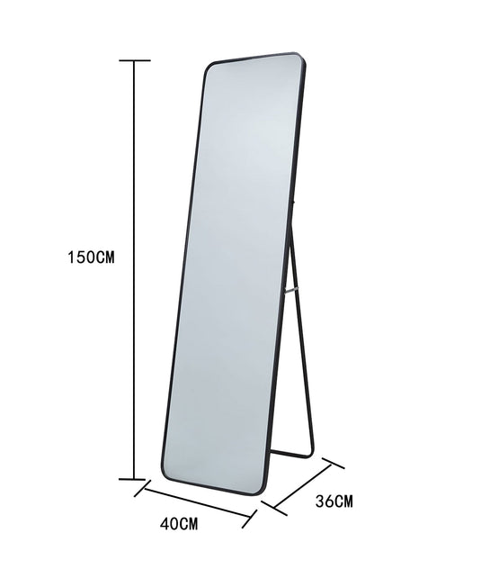 Espejo Rectangular de Piso Isa, con Marco en Aluminio Negro