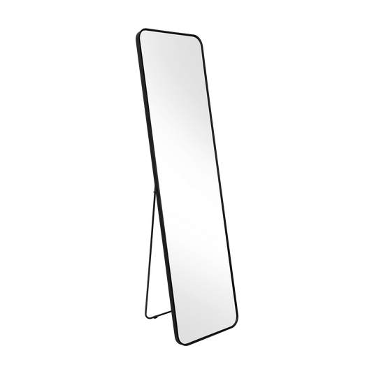 Espejo Rectangular de Piso Isa, con Marco en Aluminio Negro