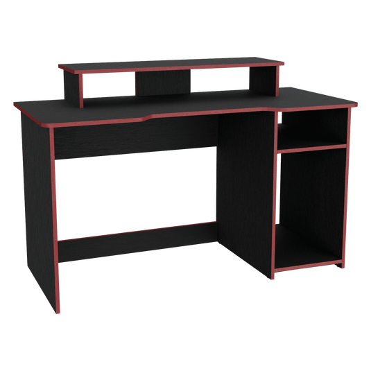 Combo Gamer , Wengue y Rojo, Incluye Escritorio y Silla Gamer