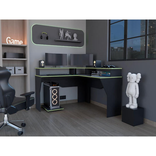 Combo para Oficina Vitorino, Verde y Negro, Incluye Silla y Escritorio Gamer