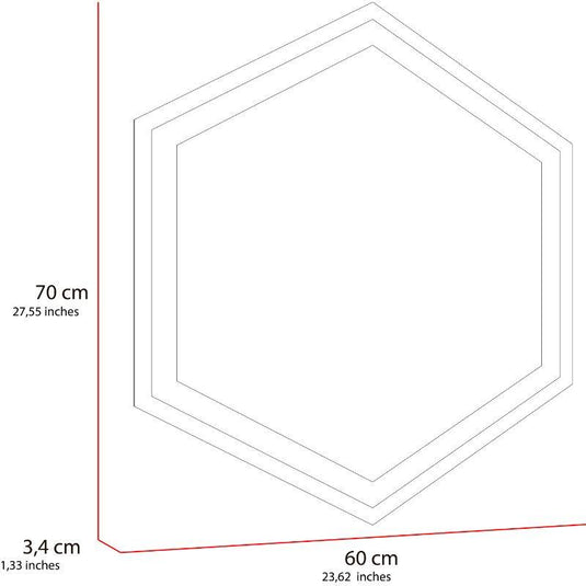 Espejo Hexagonal Wolf color Gris para Sala o Baño.