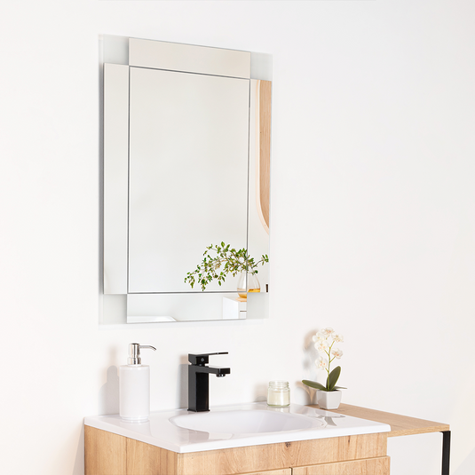 Espejo Rectangular Génova, Capri 75, Ensamble a la Pared con Diseño en Sandblasting