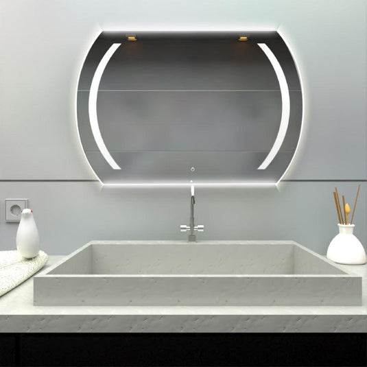 Espejo Rectangular Manson, Gris, con Luz Led y Botón Touch