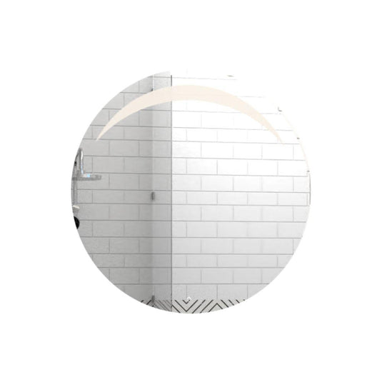 Espejo Bombay led+touch, En Forma redonda con diseño en Sandblasting en la parte superior - VIRTUAL MUEBLES