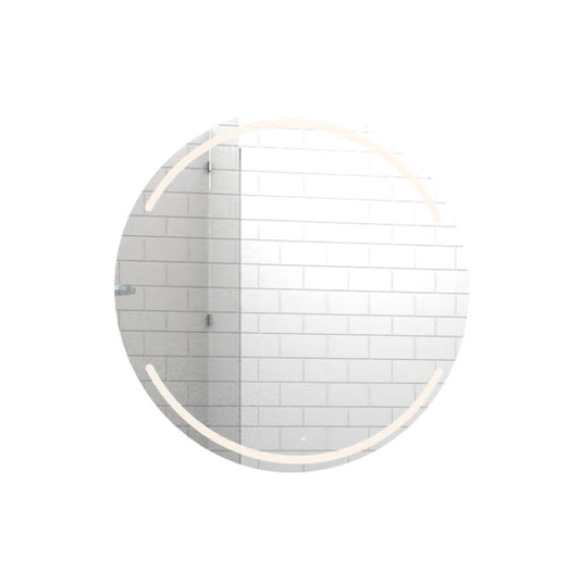 Espejo Dallas led+touch, De forma redonda con diseño en sandblasting en la parte superior e inferior - VIRTUAL MUEBLES