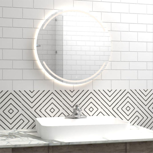 Espejo Circular Dallas, Gris, con Luz Led - Sensor