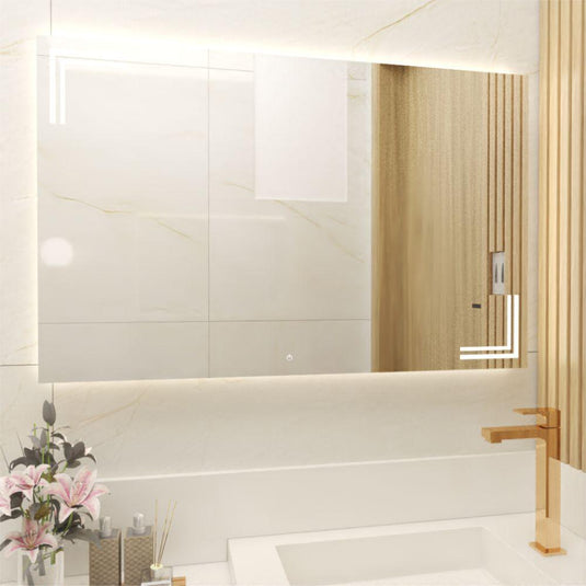 Espejo Iberia led+touch, rectangular condiseño en sandblasting - VIRTUAL MUEBLES