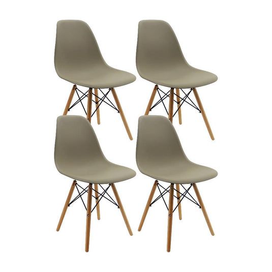 Kit por 4 sillas Eames Patas En Madera para comedor, sala, restaurante - Beige
