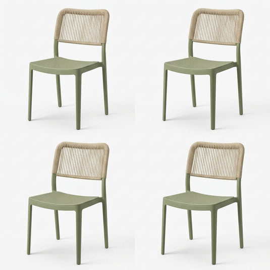 Set de 4 Sillas Austin, Color Verde Olivo, con Espaldar Tejido