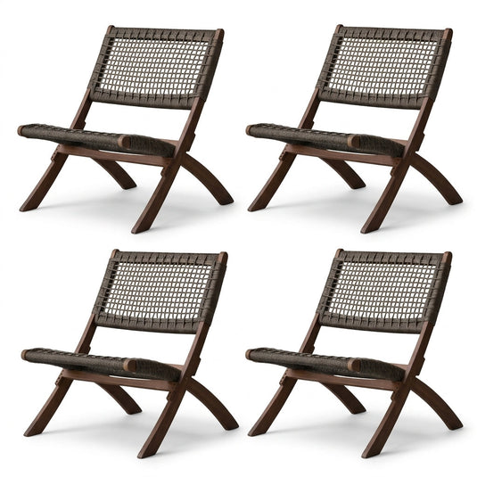 Set de 4 Sillas Plegable de Madera para Exterior Vora, Mocha, Diseño Rústico y Moderno