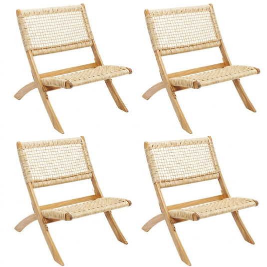 Set de 4 Sillas Plegable de Madera para Exterior Vora, Crudo, Diseño Rústico y Moderno