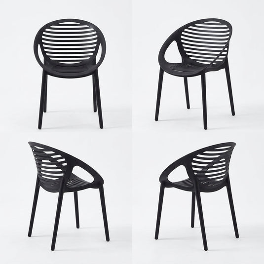 Set de 4 Sillas Tokio con Brazos, Color Negro, con Espaldar y Diseño Moderno