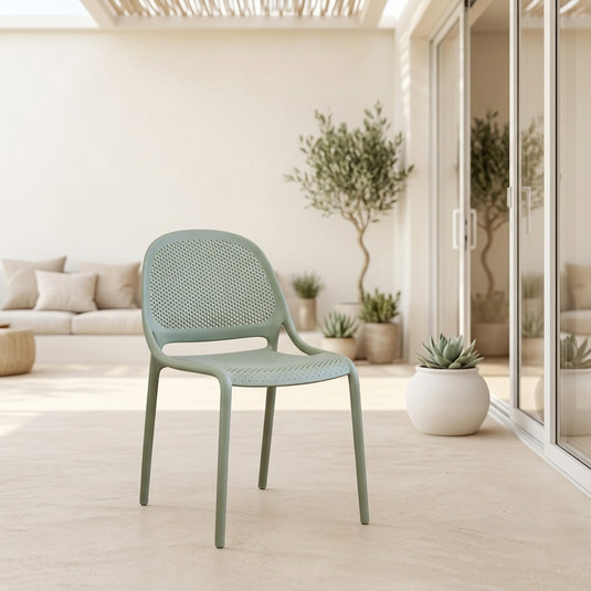 Silla Tolondo, Verde Olivo, Con espaldar redondo transpirable y diseño minimalista