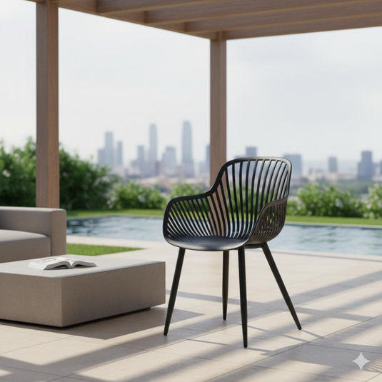 Set de 2 Sillas Victoria, Negro, con Espaldar Minimalista y Diseño Moderno