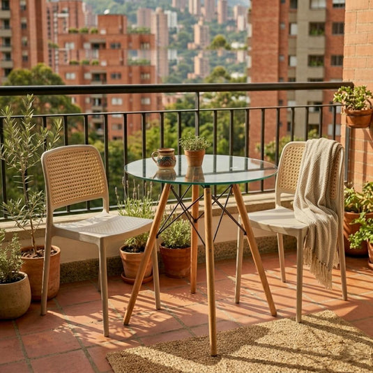 Set de 2 Sillas Texas, Color Taupe y Beige, con Espaldar Transpirable
