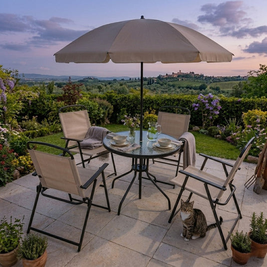 Sala de Terraza Jardín, Beige, Incluye Sombrilla