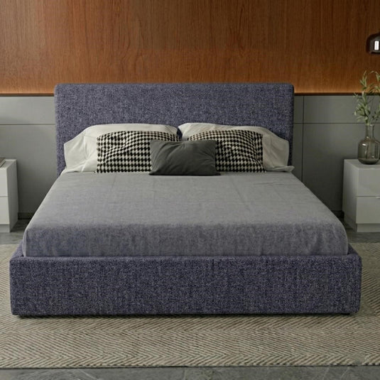 Cama Mecy Lift 160, Gris Oscuro, con Almacenamiento Hidráulico Tapizada