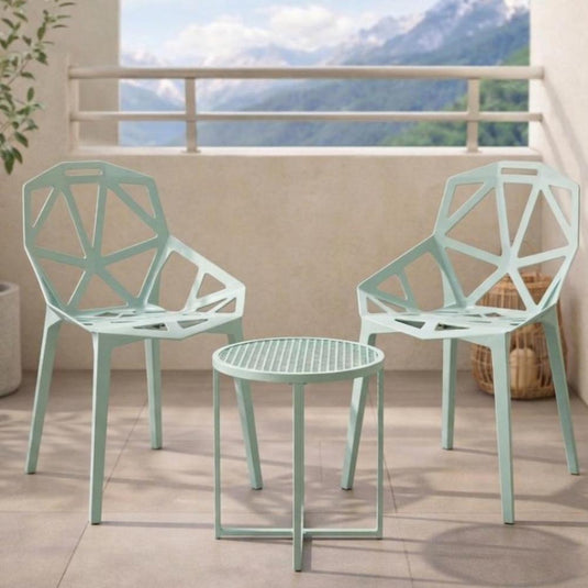 Set de 2 Sillas Roxy, Color Azul Claro, con Espaldar y Diseño Moderno