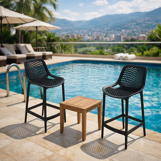 Silla para Bar Miame, Color Negro, con Reposa Pies Doble Proposito