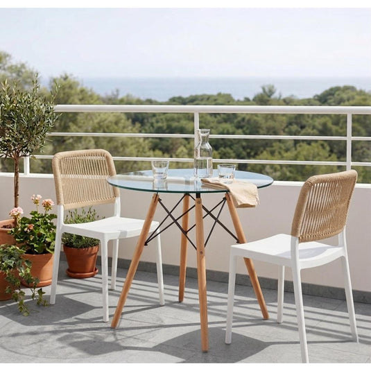 Set de 2 Sillas Houston, Color Blanco, con Espaldar Tejido