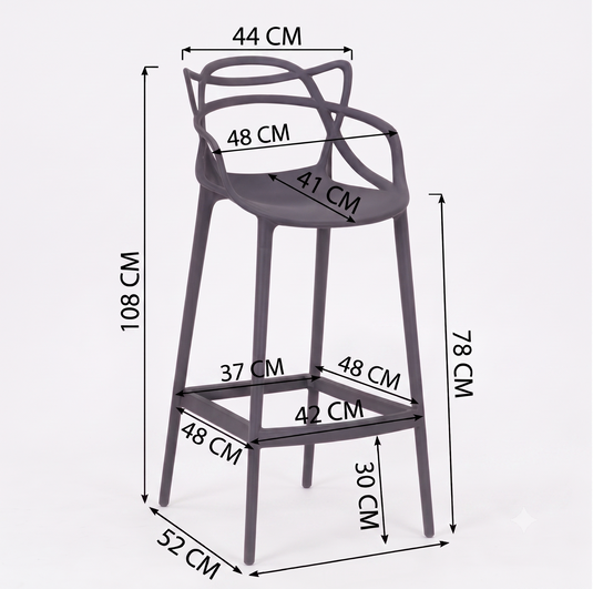 Set de 2 Sillas para Bar Palermo, Blanco, con Reposa Pies Doble Propósito