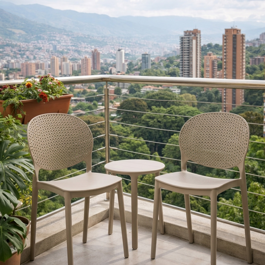 Set de 2 Sillas Florida, Color Taupe, con Espaldar y Diseño Moderno