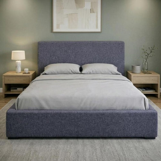 Cama Mecy Lift 140, Gris Oscuro, con Almacenamiento Hidráulico Tapizada