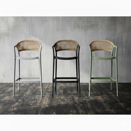 Silla para Bar Balí, Gris, Doble Propósito con Reposa Pies