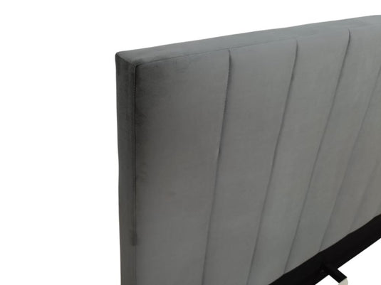 Cama Doble Lisa, Gris Oscuro, Madera Roble Tapizada