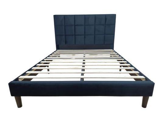 Cama Doble Vertex, Negro, Madera Roble Tapizada