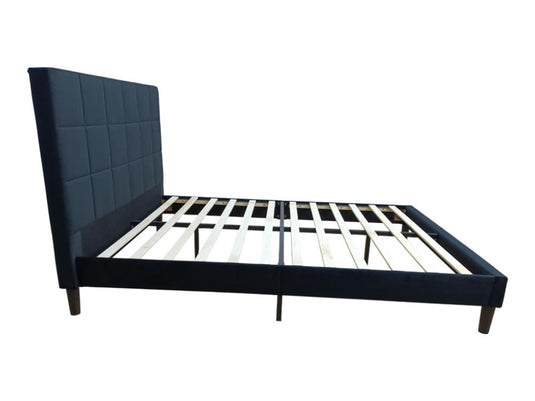 Cama Doble Vertex, Negro, Madera Roble Tapizada