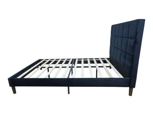 Cama Doble Vertex, Negro, Madera Roble Tapizada