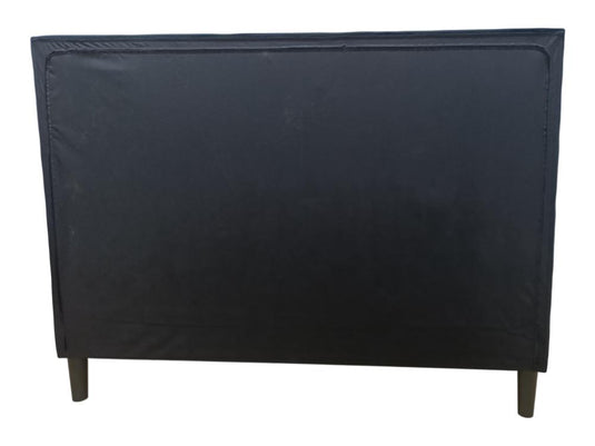 Cama Doble Vertex, Negro, Madera Roble Tapizada
