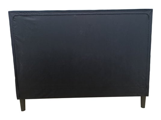 Cama Doble Lisa, Negro, Madera Roble Tapizada