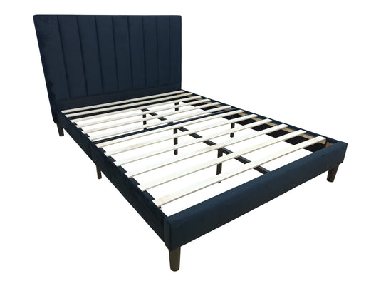Cama Doble Lisa, Negro, Madera Roble Tapizada