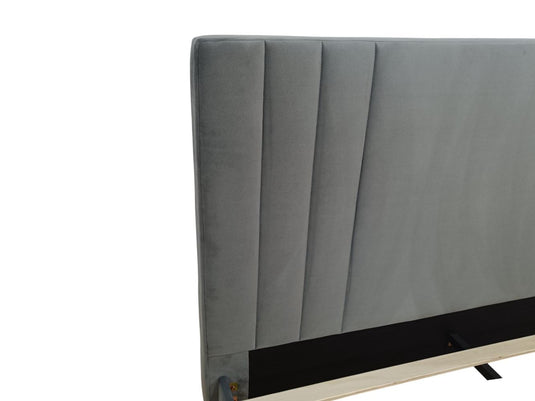 Cama Doble Majestic, Gris Oscuro, Madera Roble Tapizada
