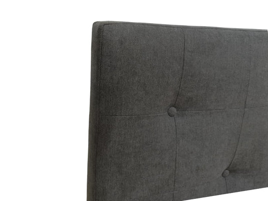 Cama Doble Imperial, Gris Oscuro, Madera Roble Tapizada