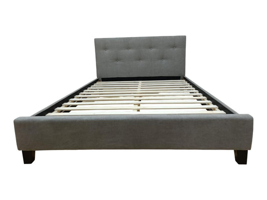 Cama Doble Imperial, Gris, Madera Roble Tapizada