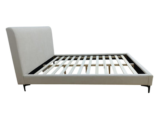 Cama Doble Prisma, Blanco, Madera Roble Tapizada
