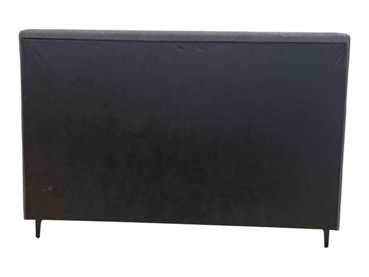 Cama Doble Prisma, Gris Oscuro, Madera Roble Tapizada