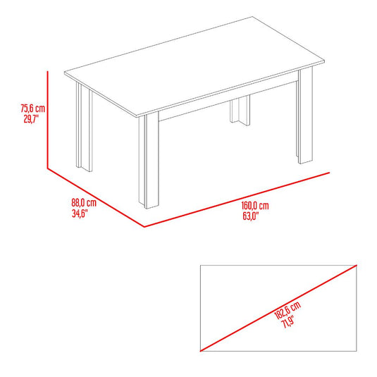 Mesa para Comedor Estrella, Cartagena, con Amplio Espacio Superior, No Incluye Sillas