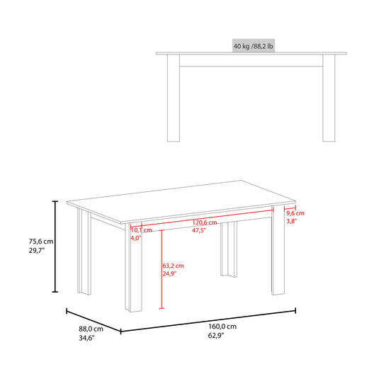 Mesa para Comedor Estrella 160, Avellana, con Espacio para Cuatro Personas, No Incluye Sillas